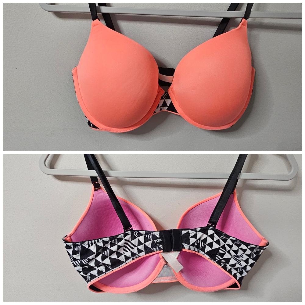 PINK Victoria's Secret Coral and Black Bra